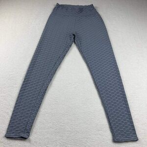 Lemite Womens Collection Dark Gray Silver Honeycomb Textured Leggings Size Small